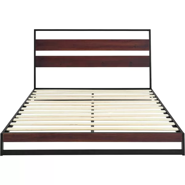 Amazon Basics Arielle Metal and Wood Platform Bed with Headboard  Wood Slat Support TwinTwin Aurora