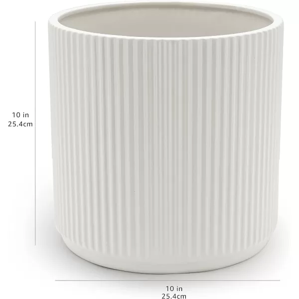 Amazon Basics Assorted Sizes Fluted Ceramic Round Planters Set of 3 Black 6Inch 8Inch 10Inch10Inch White