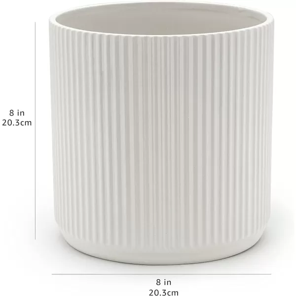 Amazon Basics Assorted Sizes Fluted Ceramic Round Planters Set of 3 Black 6Inch 8Inch 10Inch8Inch White