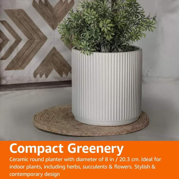 Amazon Basics Assorted Sizes Fluted Ceramic Round Planters Set of 3 Black 6Inch 8Inch 10Inch8Inch White