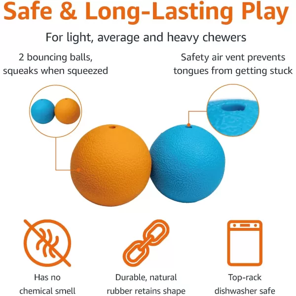 Amazon Basics Assorted Toy Dog Balls Bundle 25Inch 3PackSqueaker Balls Pack of 2 3 inch