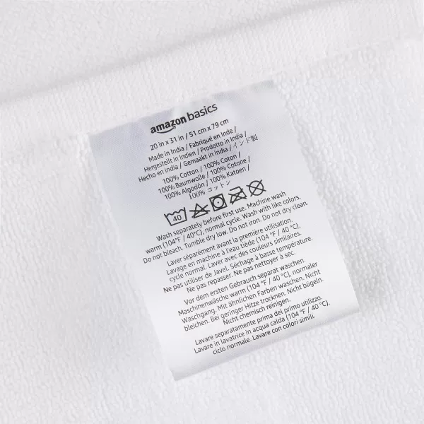 Amazon Basics Banded Bathroom Bath Rug Mat Bright White 31 L x 20 WBright White 1Pack