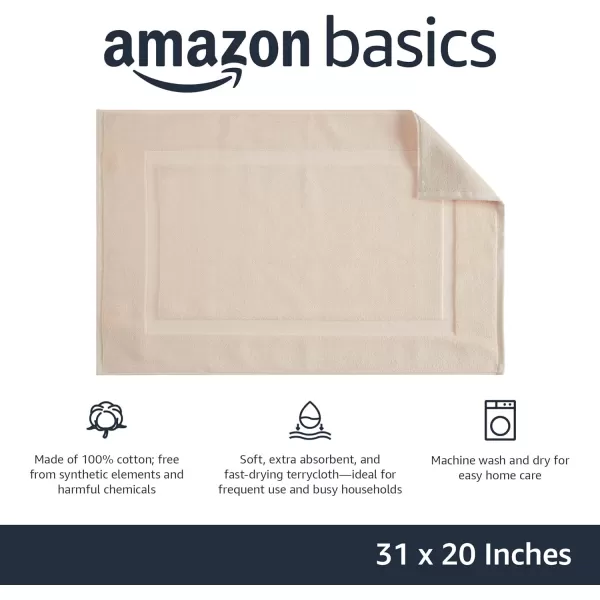 Amazon Basics Banded Bathroom Bath Rug Mat Bright White 31 L x 20 WCream 1Pack