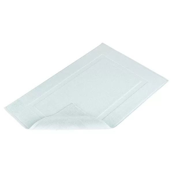 Amazon Basics Banded Bathroom Bath Rug Mat Bright White 31 L x 20 WIce Blue 1Pack