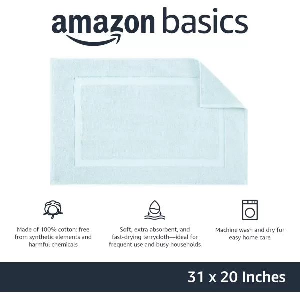 Amazon Basics Banded Bathroom Bath Rug Mat Bright White 31 L x 20 WIce Blue 1Pack