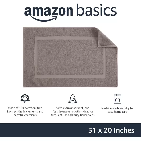 Amazon Basics Banded Bathroom Bath Rug Mat Bright White 31 L x 20 WLight Gray 1Pack