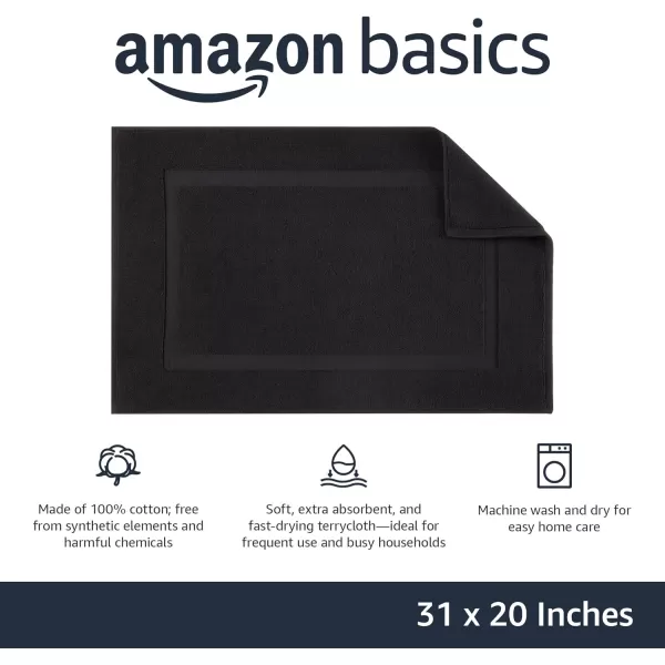 Amazon Basics Banded Bathroom Bath Rug Mat Bright White 31 L x 20 WMidnight Black 1Pack