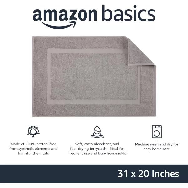 Amazon Basics Banded Bathroom Bath Rug Mat Bright White 31 L x 20 WPowder Gray 1Pack