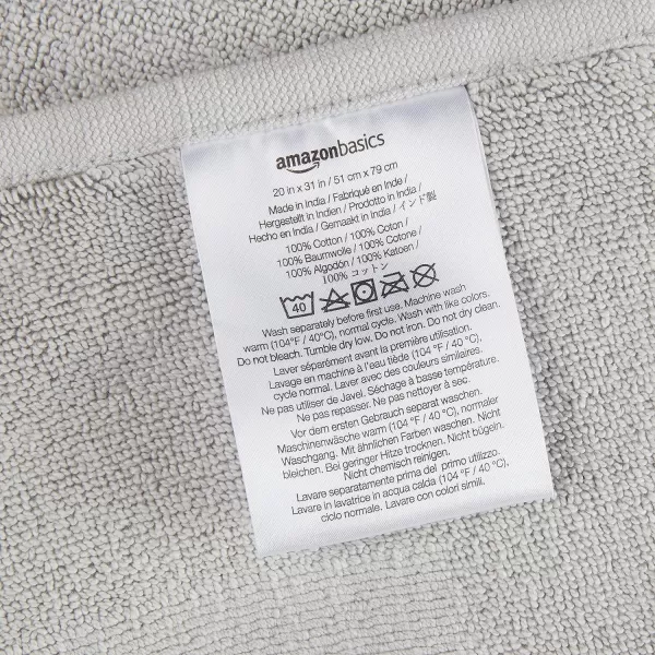 Amazon Basics Banded Bathroom Bath Rug Mat Bright White 31 L x 20 WSoft Silver 1Pack
