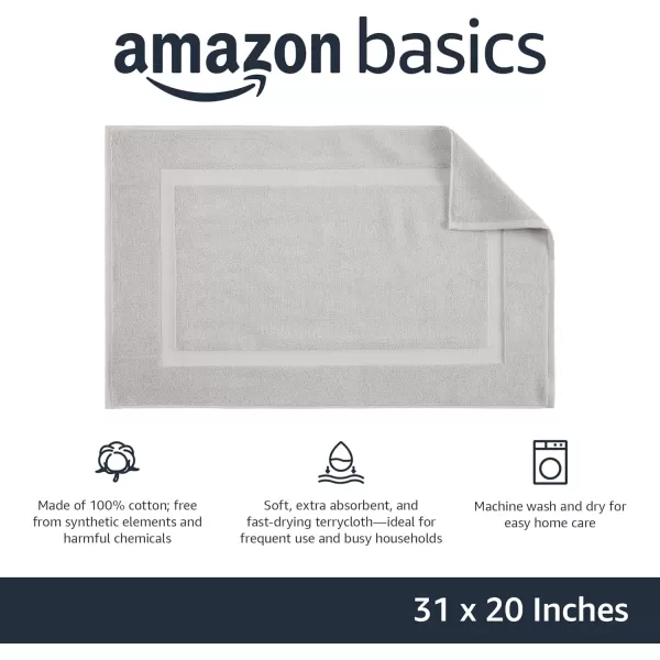 Amazon Basics Banded Bathroom Bath Rug Mat Bright White 31 L x 20 WSoft Silver 1Pack