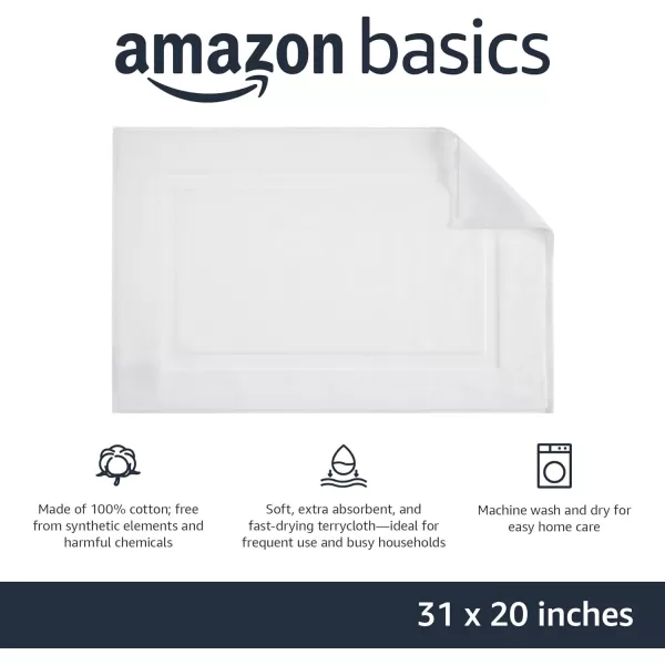 Amazon Basics Banded Bathroom Bath Rug Mat Bright White 31 L x 20 WWhite 1Pack