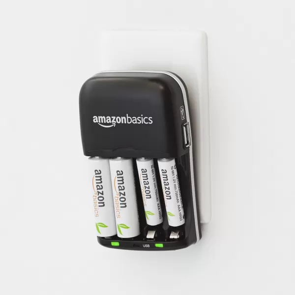 Amazon Basics Battery Charger for AA amp AAA NickelMetal Hydride batteries NiMH With USB Port BlackAmazon Basics Battery Charger for AA amp AAA NickelMetal Hydride batteries NiMH With USB Port Black