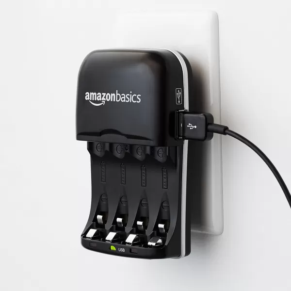 Amazon Basics Battery Charger for AA amp AAA NickelMetal Hydride batteries NiMH With USB Port BlackAmazon Basics Battery Charger for AA amp AAA NickelMetal Hydride batteries NiMH With USB Port Black