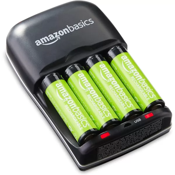 Amazon Basics Battery Charger for AA amp AAA NickelMetal Hydride batteries NiMH With USB Port BlackAmazon Basics Battery Charger for AA amp AAA NickelMetal Hydride batteries NiMH With USB Port Black