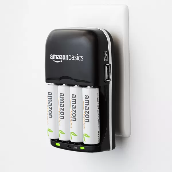Amazon Basics Battery Charger for AA amp AAA NickelMetal Hydride batteries NiMH With USB Port BlackAmazon Basics Battery Charger for AA amp AAA NickelMetal Hydride batteries NiMH With USB Port Black