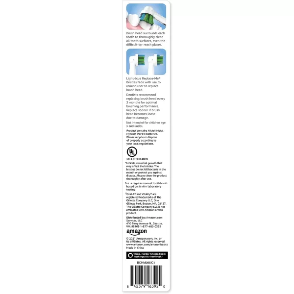 Amazon Basics Battery Powered Rechargeable Toothbrush with Action Clean Brush Heads and Charger 4 Piece Set WhiteAmazon Basics Battery Powered Rechargeable Toothbrush with Action Clean Brush Heads and Charger 4 Piece Set White