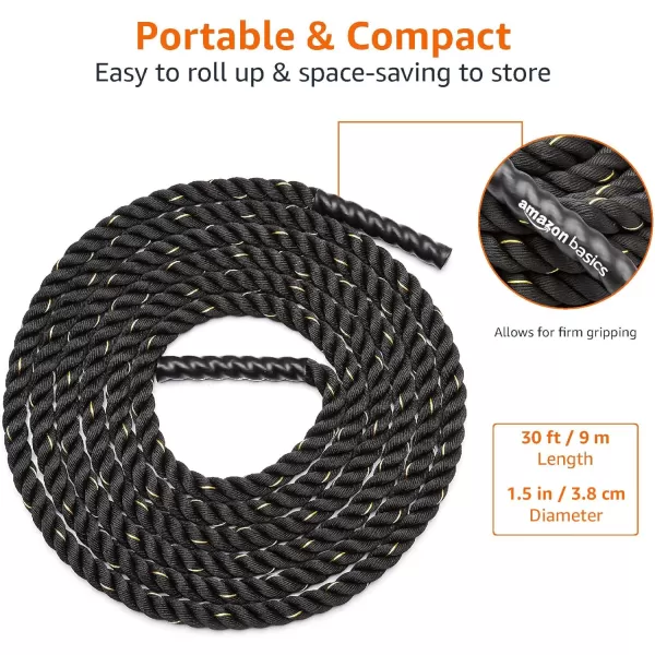 Amazon Basics Battle Exercise Training Rope  304050 Foot Lengths 152 Inch Widths30 ft x 15 in