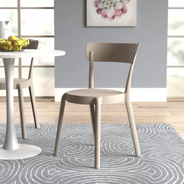 Amazon Basics Beige Armless Bistro Dining ChairSet of 2 Premium PlasticBeige Dining Chair