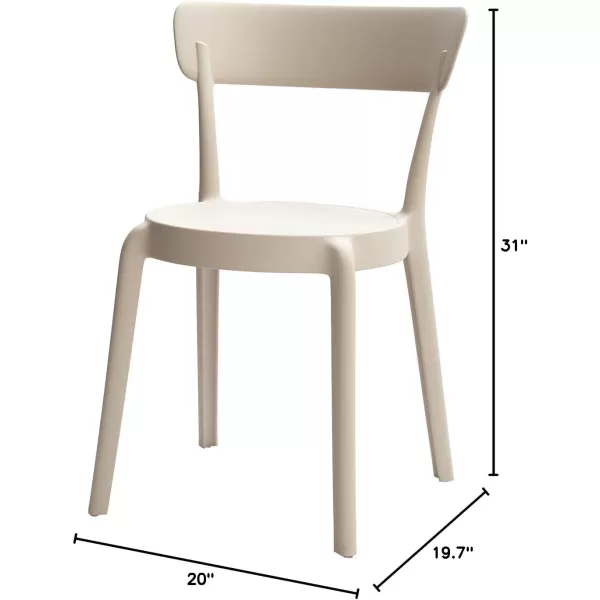 Amazon Basics Beige Armless Bistro Dining ChairSet of 2 Premium PlasticBeige Dining Chair