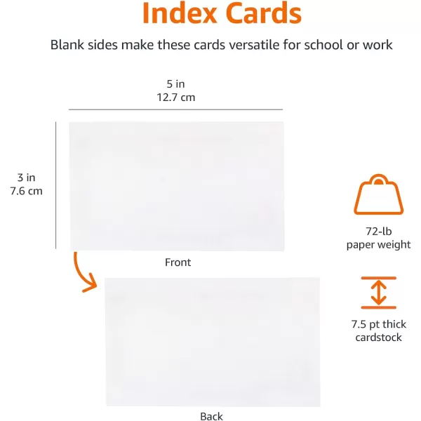 Amazon Basics Blank Index Cards 1000 Count 10 Pack of 100 White 3 x 53 x 5
