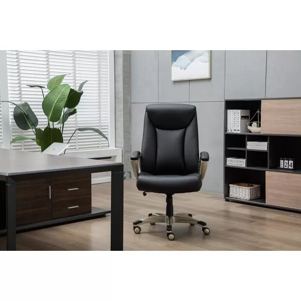Amazon Basics Bonded Leather Big amp Tall Executive Office Computer Desk Chair 350Pound Capacity Black 295D x 2725W x 47HBlack