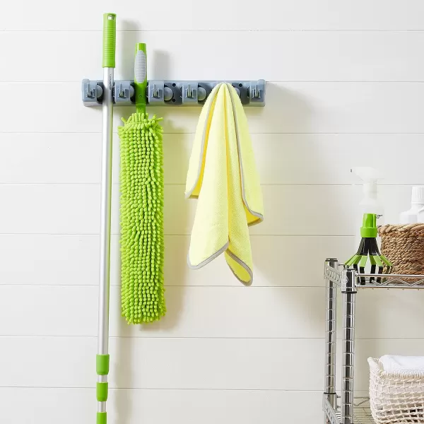 Amazon Basics Broom Holder Wall Mount and Garden Tool Organizer 6 Hook Gray 244 x 1594 x 334inchAmazon Basics Broom Holder Wall Mount and Garden Tool Organizer 6 Hook Gray 244 x 1594 x 334inch