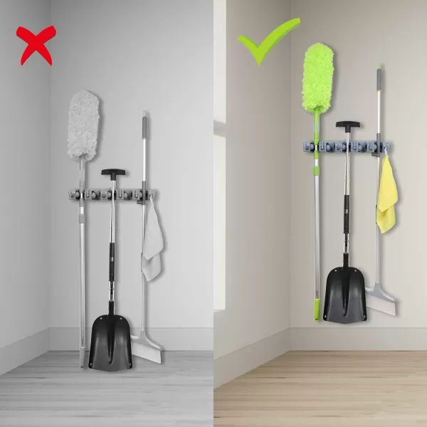 Amazon Basics Broom Holder Wall Mount and Garden Tool Organizer 6 Hook Gray 244 x 1594 x 334inchAmazon Basics Broom Holder Wall Mount and Garden Tool Organizer 6 Hook Gray 244 x 1594 x 334inch