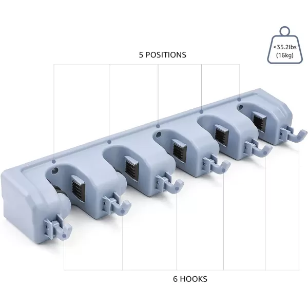 Amazon Basics Broom Holder Wall Mount and Garden Tool Organizer 6 Hook Gray 244 x 1594 x 334inchAmazon Basics Broom Holder Wall Mount and Garden Tool Organizer 6 Hook Gray 244 x 1594 x 334inch