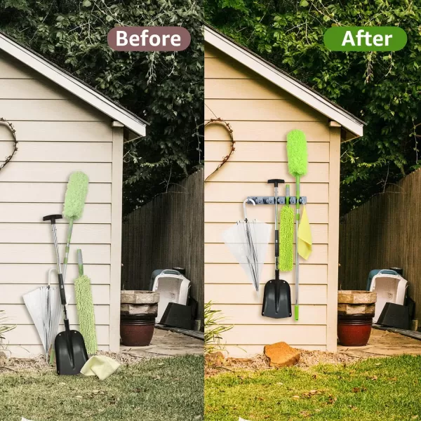 Amazon Basics Broom Holder Wall Mount and Garden Tool Organizer 6 Hook Gray 244 x 1594 x 334inchAmazon Basics Broom Holder Wall Mount and Garden Tool Organizer 6 Hook Gray 244 x 1594 x 334inch