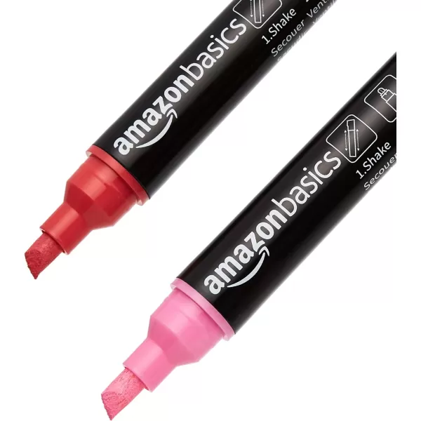 Amazon Basics BulletChisel Reversible Tip Chalk Markers Bold Point 8 Pack Bright ColorsBright Colors Bold Point