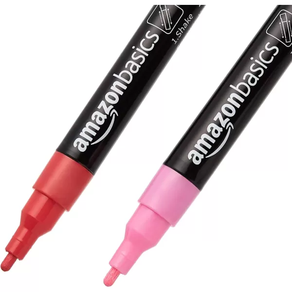 Amazon Basics BulletChisel Reversible Tip Chalk Markers Bold Point 8 Pack Bright ColorsBright Colors Fine Point