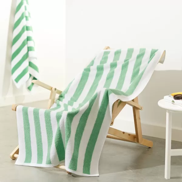 Amazon Basics Cabana Stripe Beach Towel 2Pack Navy Blue 5984 L x 2992 WGreen Pack of 2