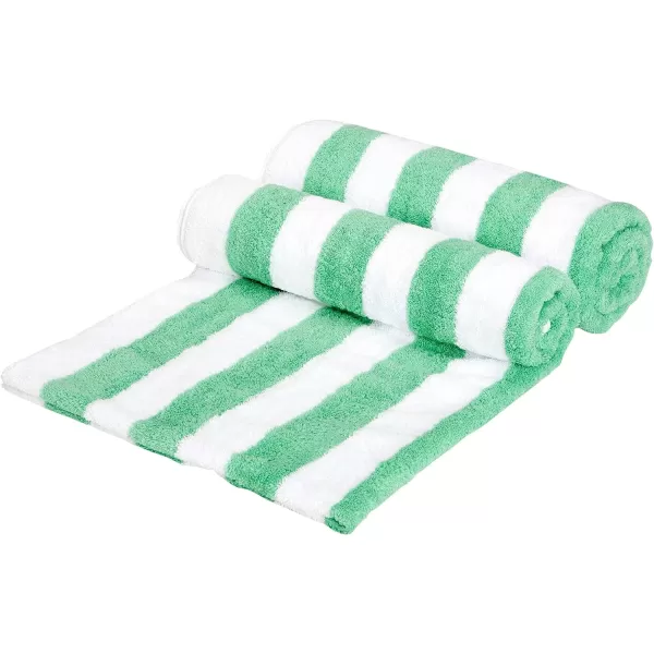 Amazon Basics Cabana Stripe Beach Towel 2Pack Navy Blue 5984 L x 2992 WGreen Pack of 2