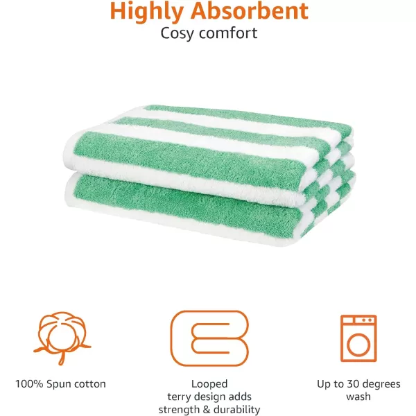 Amazon Basics Cabana Stripe Beach Towel 2Pack Navy Blue 5984 L x 2992 WGreen Pack of 2