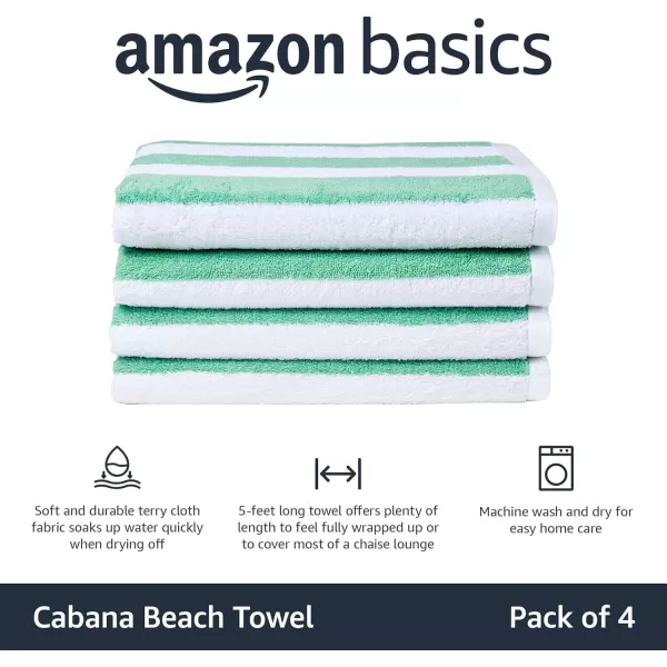 Amazon Basics Cabana Stripe Beach Towel 2Pack Navy Blue 5984 L x 2992 WGreen Pack of 4