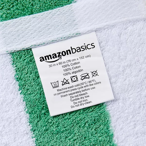 Amazon Basics Cabana Stripe Beach Towel 2Pack Navy Blue 5984 L x 2992 WGreen Pack of 4