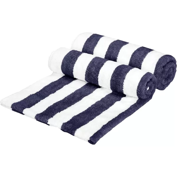 Amazon Basics Cabana Stripe Beach Towel 2Pack Navy Blue 5984 L x 2992 WNavy Blue Pack of 2