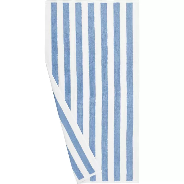 Amazon Basics Cabana Stripe Beach Towel 2Pack Navy Blue 5984 L x 2992 WSky Blue Pack of 2