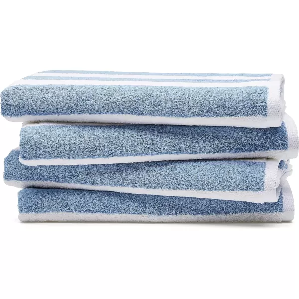 Amazon Basics Cabana Stripe Beach Towel 2Pack Navy Blue 5984 L x 2992 WSky Blue Pack of 4