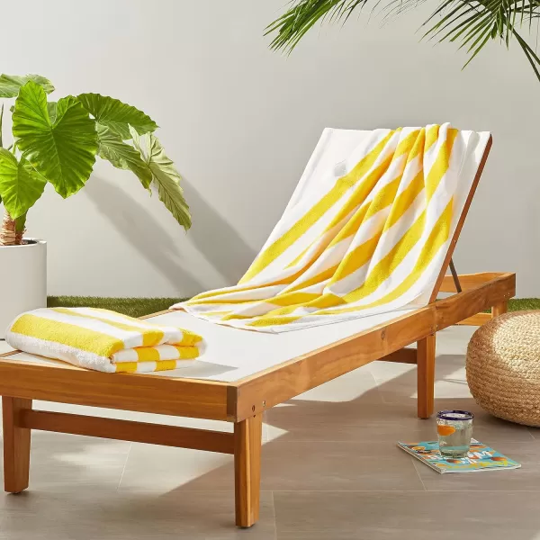 Amazon Basics Cabana Stripe Beach Towel Pack of 2 Yellow 60 x 30Yellow Pack of 2