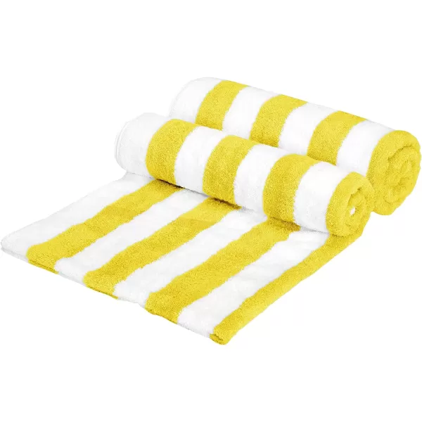 Amazon Basics Cabana Stripe Beach Towel Pack of 2 Yellow 60 x 30Yellow Pack of 2