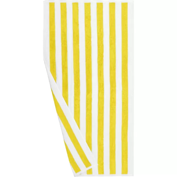 Amazon Basics Cabana Stripe Beach Towel Pack of 2 Yellow 60 x 30Yellow Pack of 2