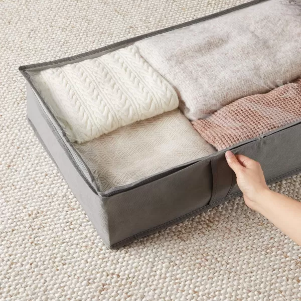 Amazon Basics Canvas Closet Storage Bag with Window and Handles  236 x 177 x 113 Inches Gray18 x 42 x 6 Loop Handles Underbed 2Pack