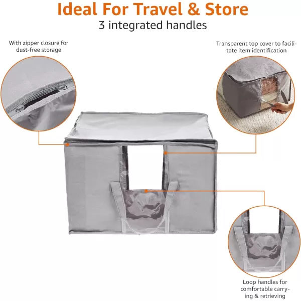 Amazon Basics Canvas Closet Storage Bag with Window and Handles  236 x 177 x 113 Inches Gray236 x 176 x 113 Closet