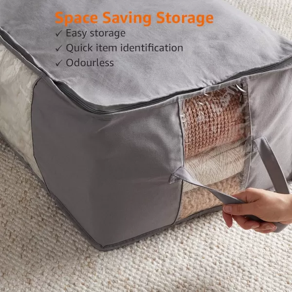 Amazon Basics Canvas Closet Storage Bag with Window and Handles  236 x 177 x 113 Inches Gray236 x 176 x 113 Closet