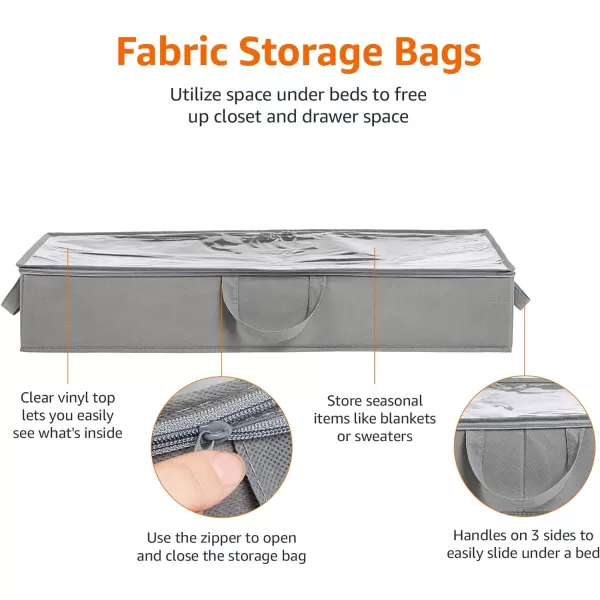 Amazon Basics Canvas Closet Storage Bag with Window and Handles  236 x 177 x 113 Inches Gray302 x 20 x 57 Flat Loop Handles Underbed  2 Pack
