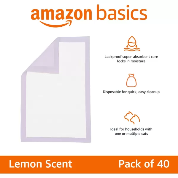 Amazon Basics Cat Pad Refills for Litter Box Unscented Pack of 40 PurpleLemon 40 Count Pack of 1