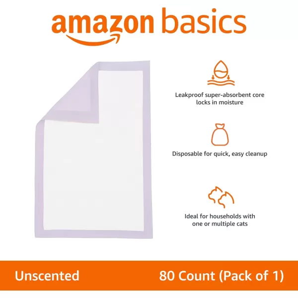 Amazon Basics Cat Pad Refills for Litter Box Unscented Pack of 40 PurpleUnscented 80 Count Pack of 1