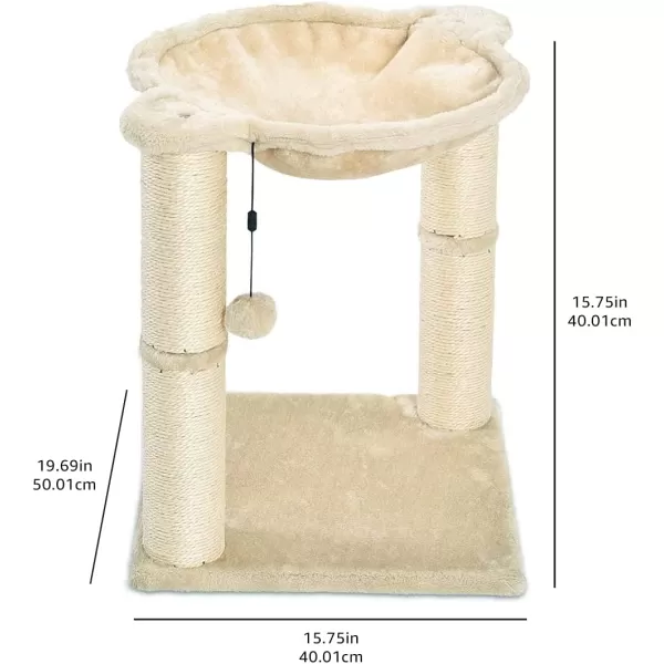 Amazon Basics Cat Tower with Hammock and Scratching Posts for Indoor Cats 158 x 158 x 197 Inches BeigeCat Hammock Beige