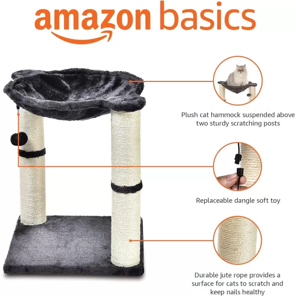 Amazon Basics Cat Tower with Hammock and Scratching Posts for Indoor Cats 158 x 158 x 197 Inches BeigeCat Hammock Gray
